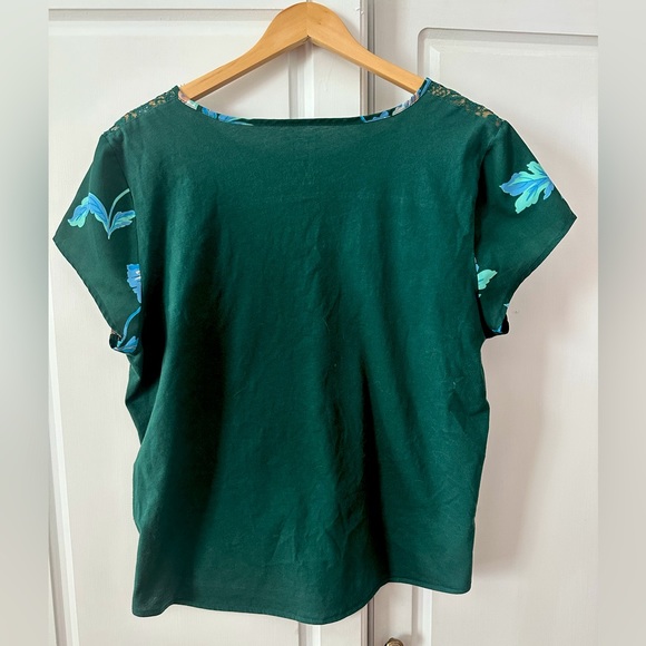 Van Heusen Green Flowered Short Sleeve Blouse, XL - Picture 5 of 5